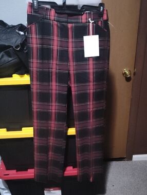 Plaid Red and Black Women's Pants